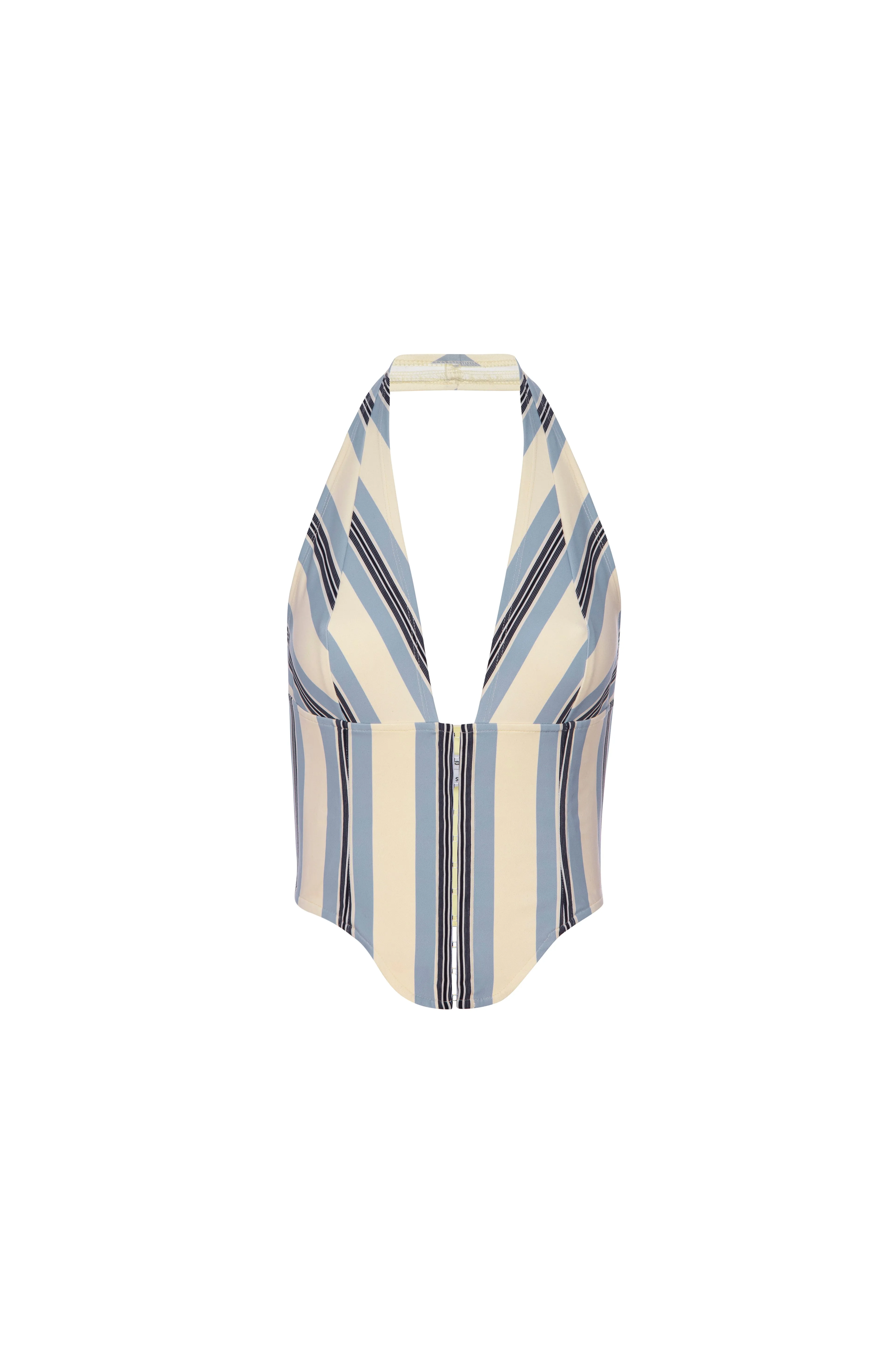 MARA CORSET - BLACK AND BLUE STRIPE Sun Protective Fabric