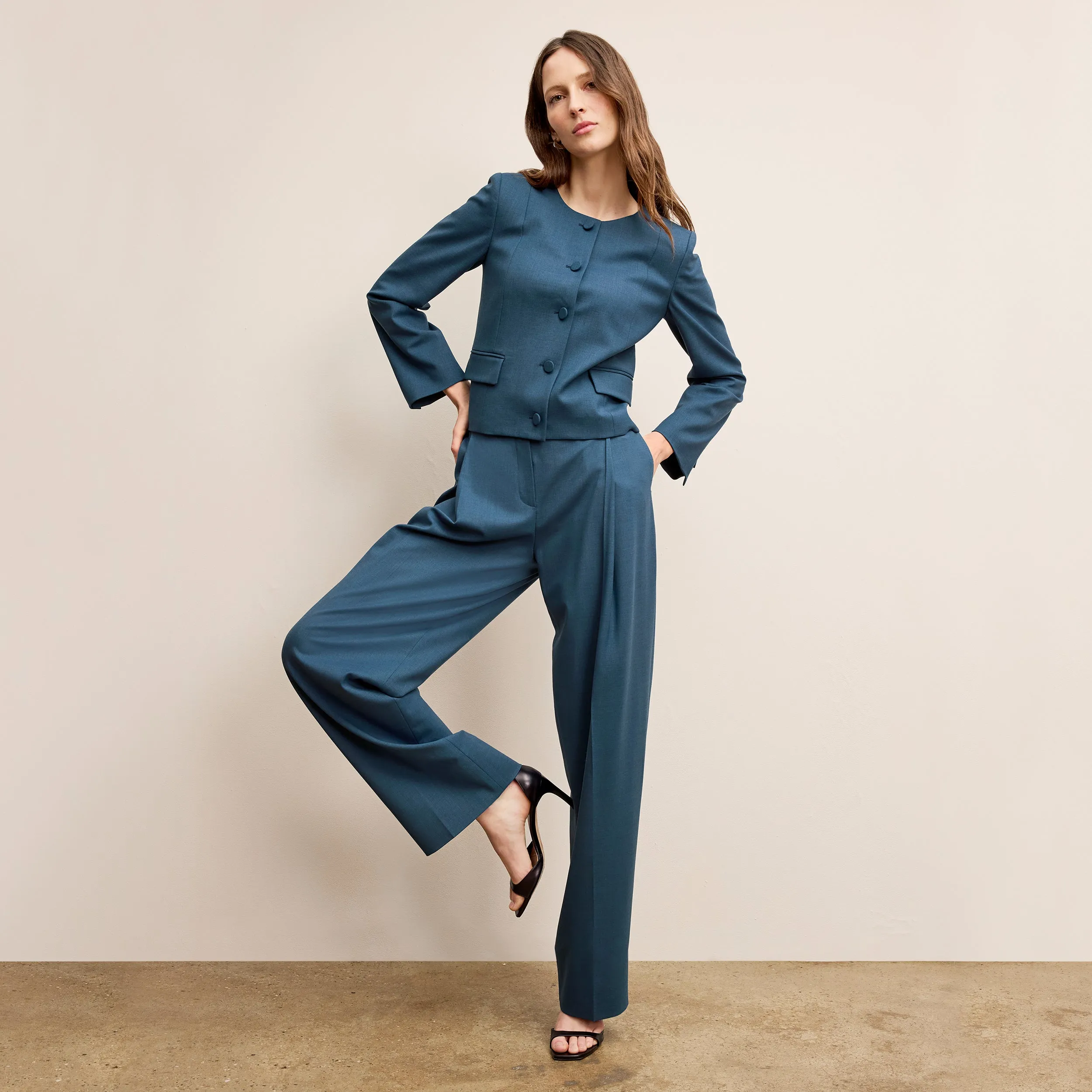 VentilatedBack Panel Rina Sculptural Pant - Washable Wool Twill :: Bluebell HypoallergenicMaterial