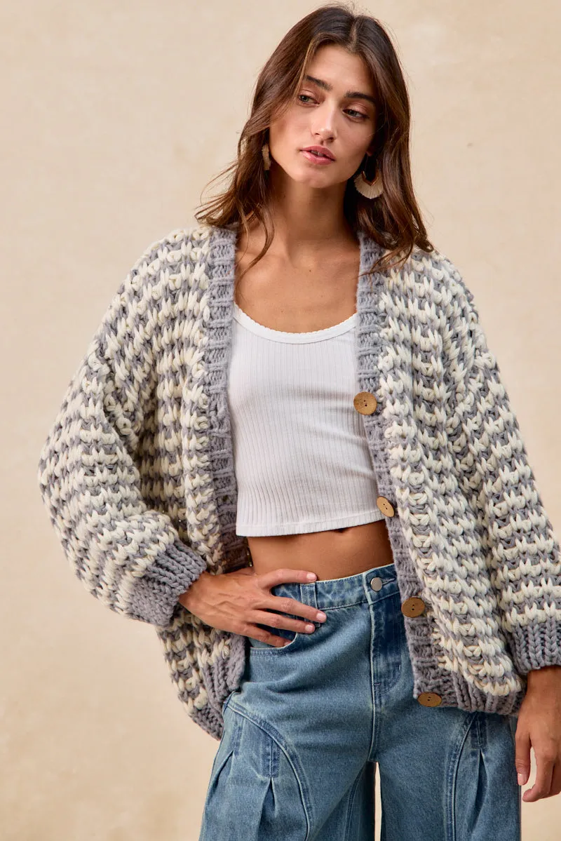 IT4818-01 | CHUNKY FRONT BUTTONED SWEATER CARDIGAN Ultra Compact Packing Design Compression Layer