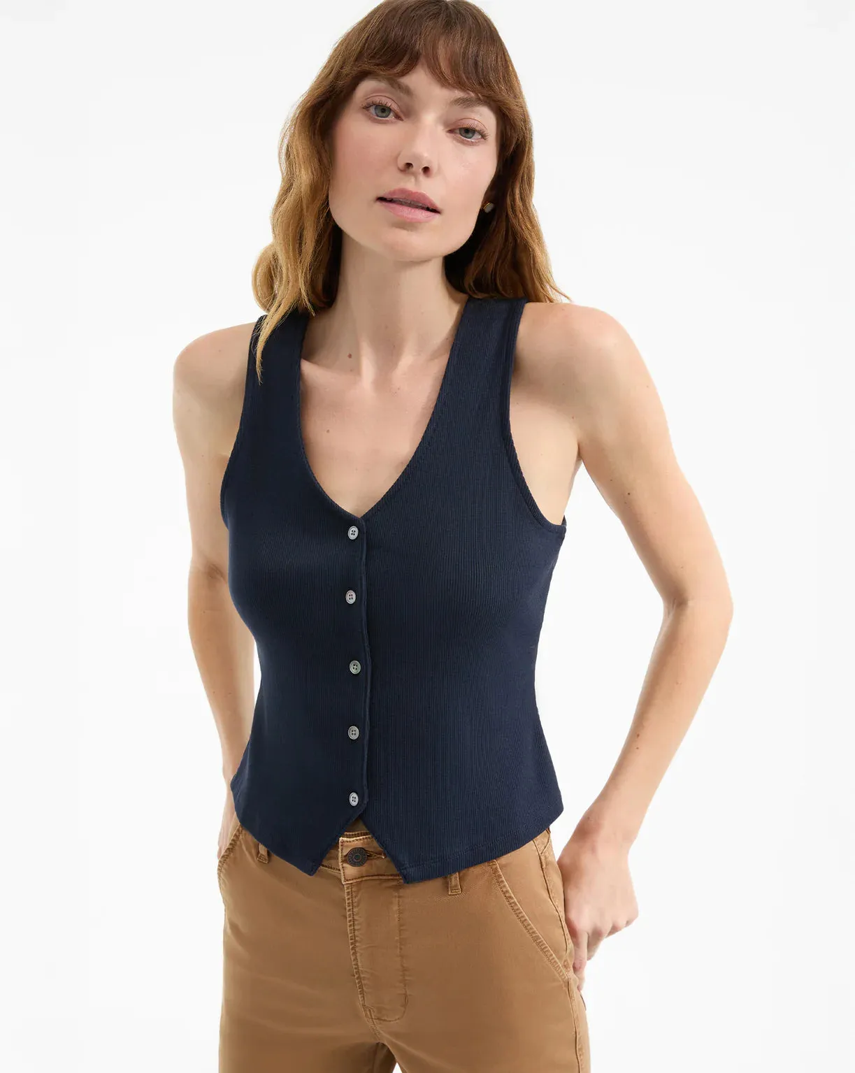 VERONICA BEARD HOORNE TOP Two Tone Texture Effect FrictionResistantEdges