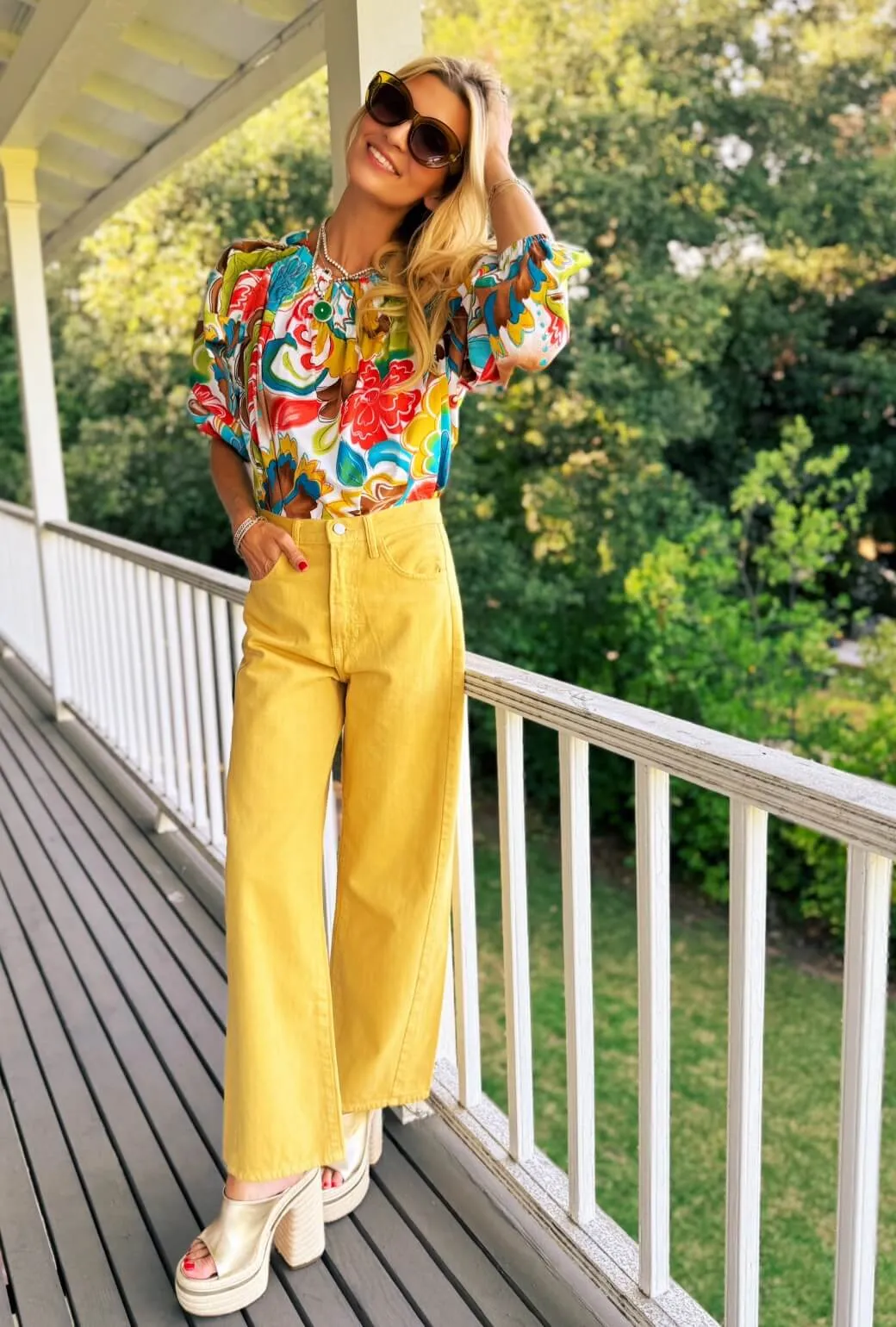 WrinkleResistant Cloth V-neck Blouse Button Back Bettie Ann Blouse -  Graffiti