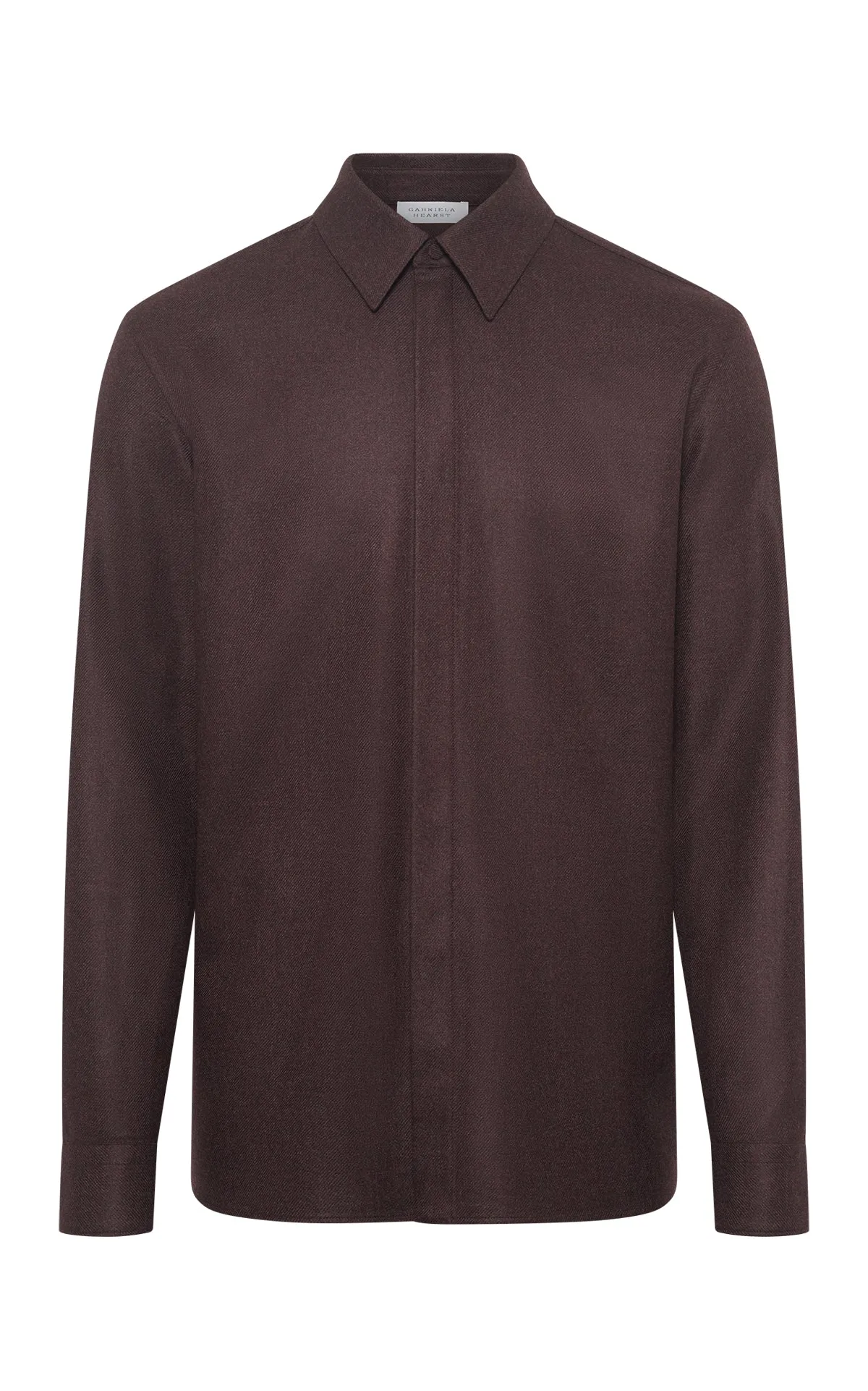 Abbe Shirt in Burnt Sienna Wool Cashmere Flannel Reinforced Hem Stitching