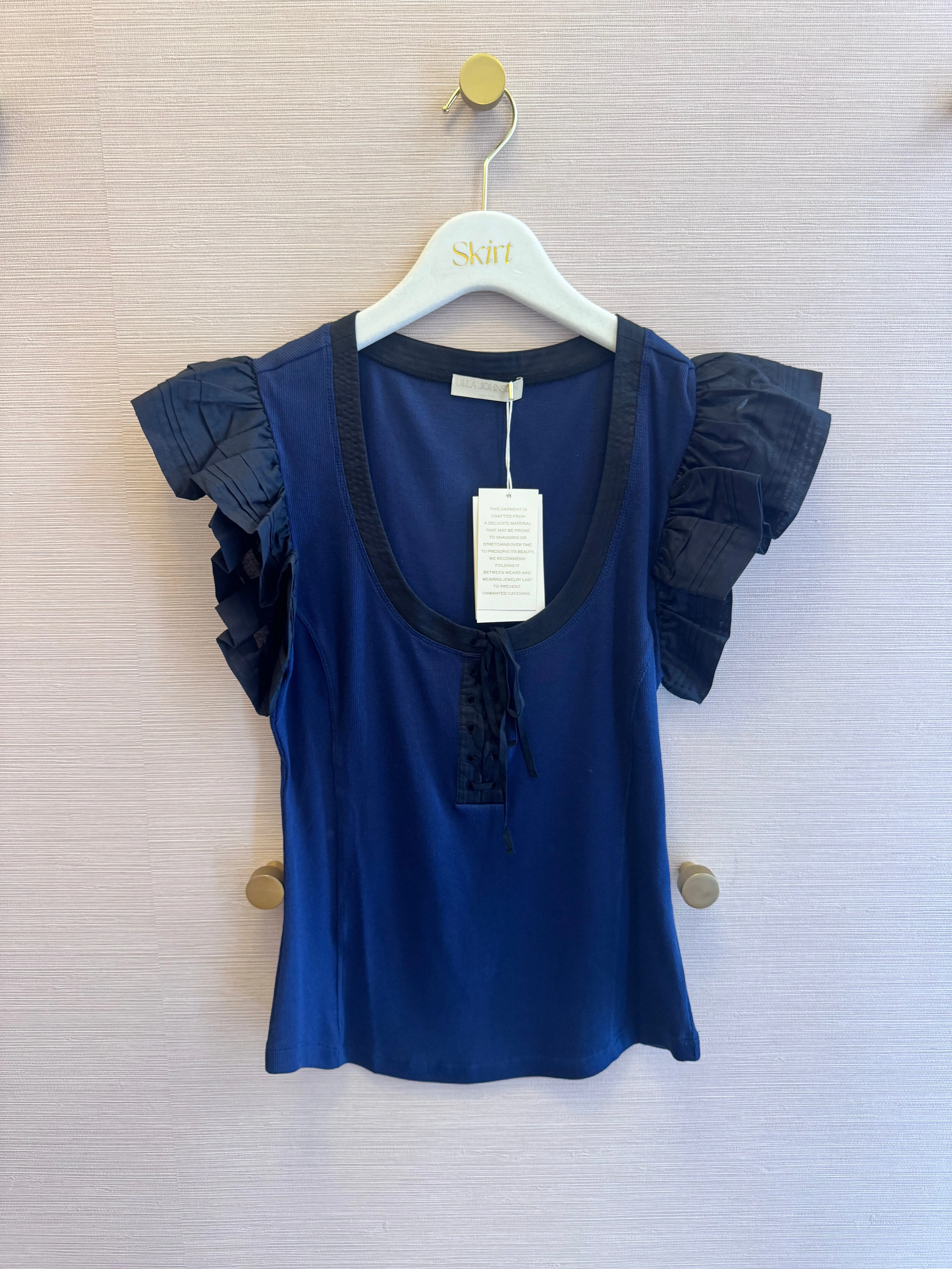 ULLA JOHNSON NAMI LACE UP TOP MidweightJersey