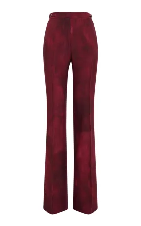Cool and Breezy Stretch Weave Construction Vesta Flare Pant in Bordeaux Virgin Wool