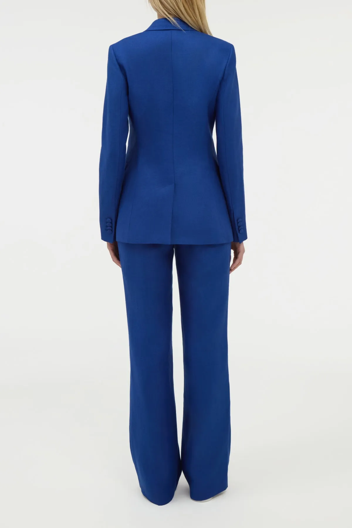 Everyday Look FlexibleCollarStructure Vesta Flare Pant in Cobalt Linen Twill