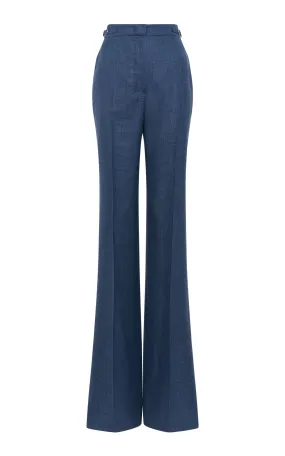 Torsion Support Structure Vesta Flared Pant in Denim Virgin Wool Silk with Linen
