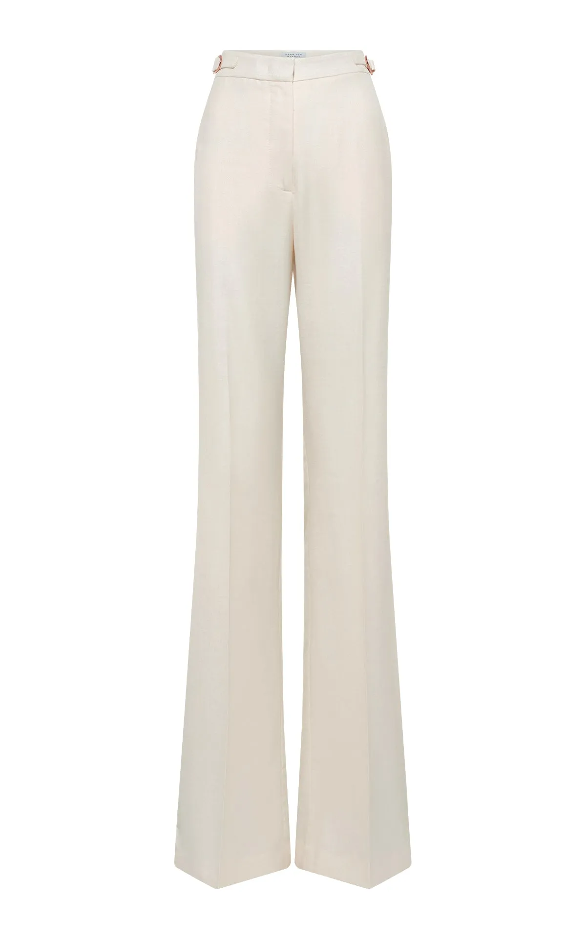 EcoFriendlyMaterial Vesta Flared Pant in Ivory Virgin Wool Silk with Linen
