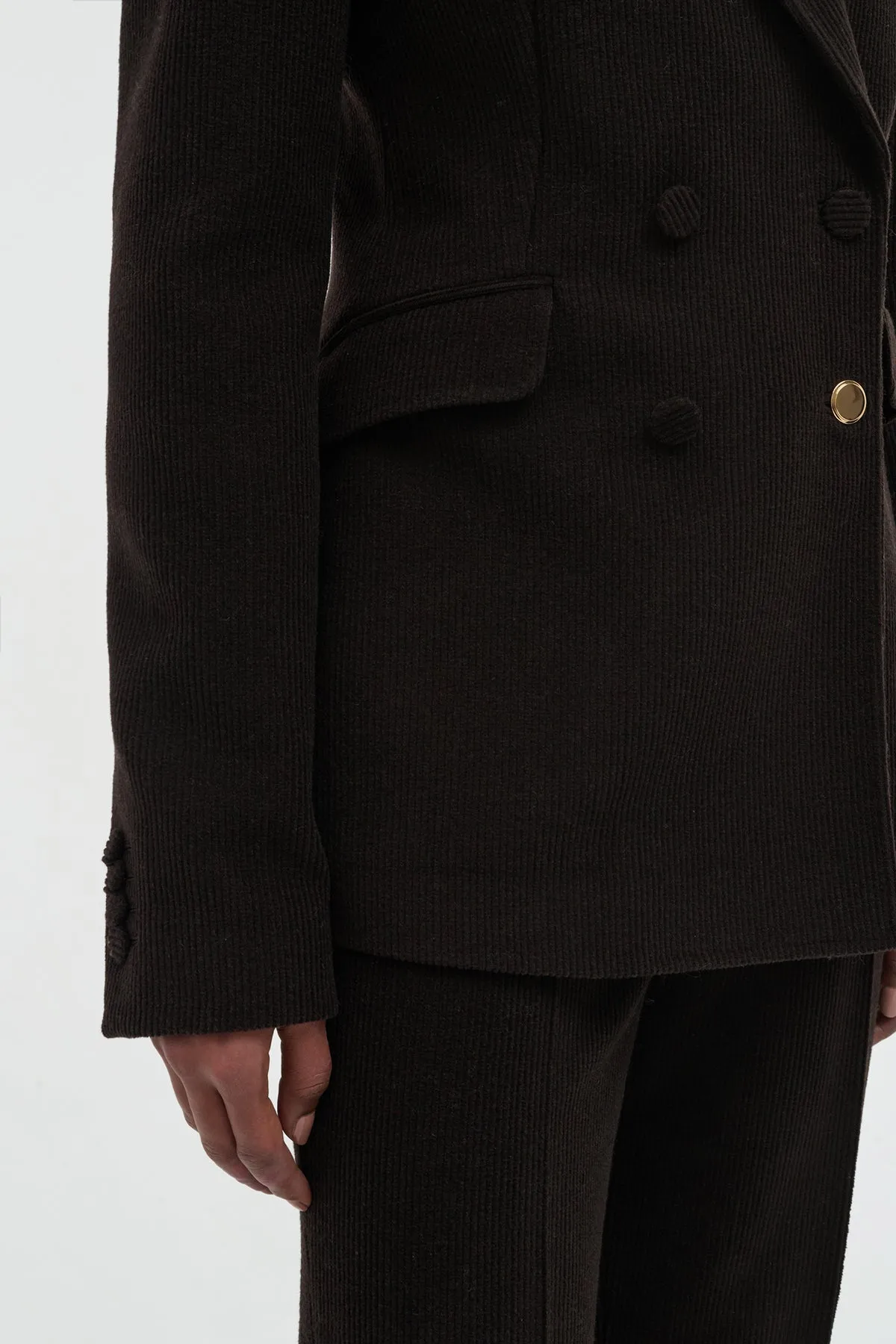 Durable Reinforced Shoulders Vesta Pant in Chocolate Fine Cashmere Corduroy