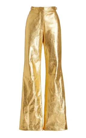 Vesta Pant in Gold Metallic Nappa Leather SeamFree Knitting ContrastTipping