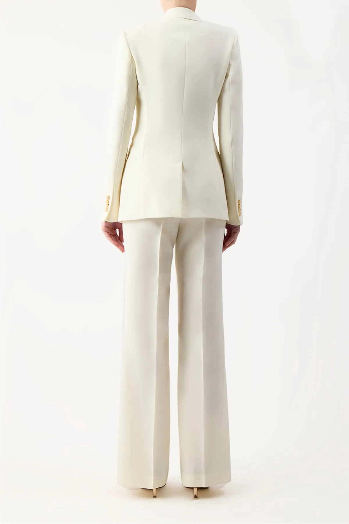 Vesta Pant in Ivory Sportswear Wool AllDaySoftness Weighted Hem Trim