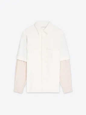 Premium Tailoring Modern double-breasted suit Contrast sleeves denim shirt