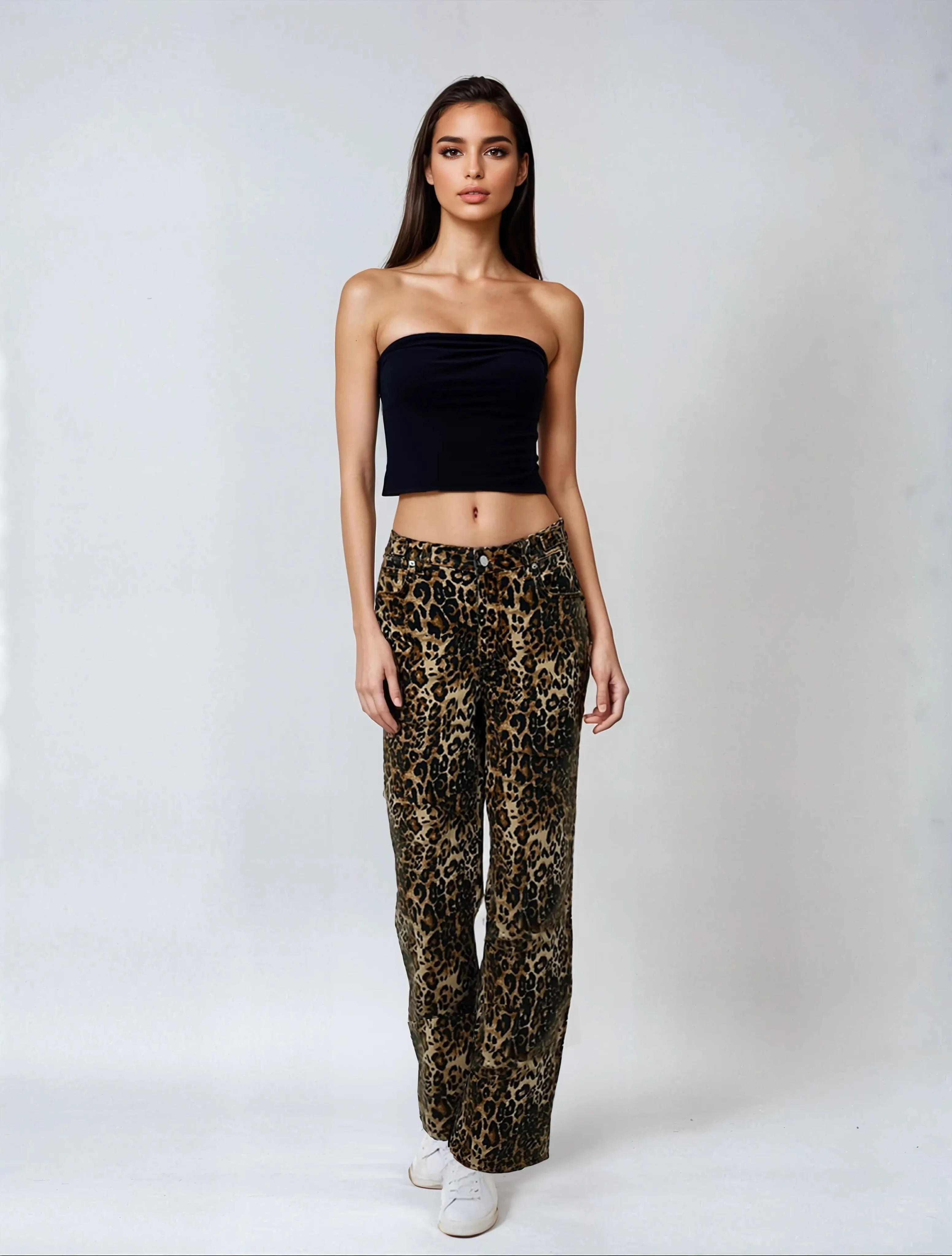 Fierceless Baggy Fit Leopard Jean Stretch Enhanced Mobility Stretch Fabric