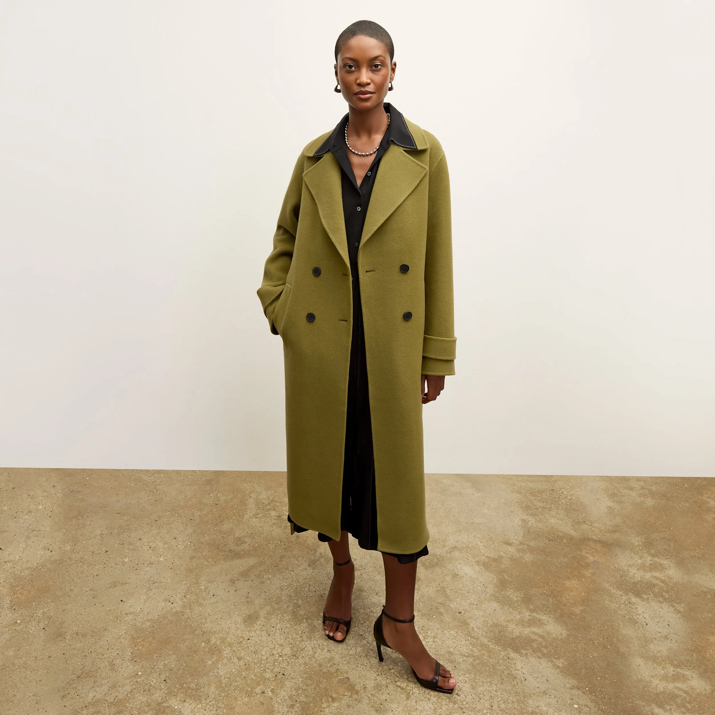 Versatile Layering Piece Viola Coat - Double-Face Wool :: Pistachio GarmentDyed Process