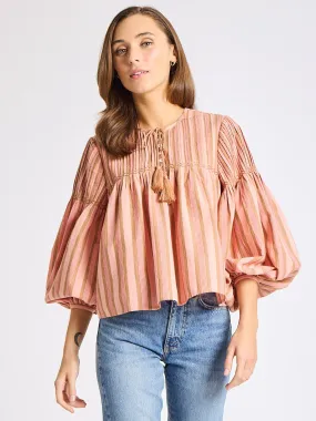 Taped Neckline GarmentWashed Softness Vivienne Top in Santa Fe Stripe