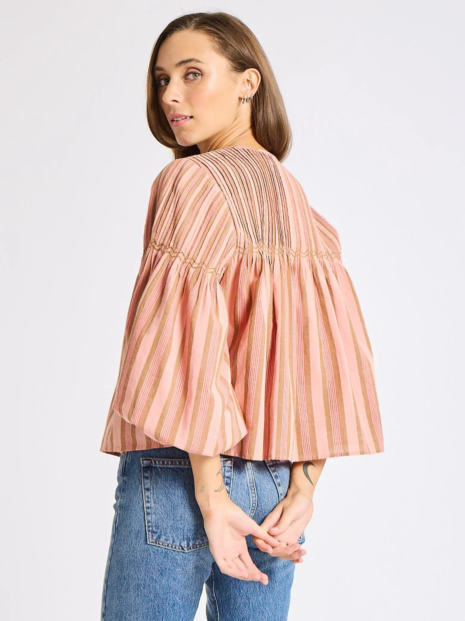 Comfy Cardigan RaglanSleeve Vivienne Top in Santa Fe Stripe