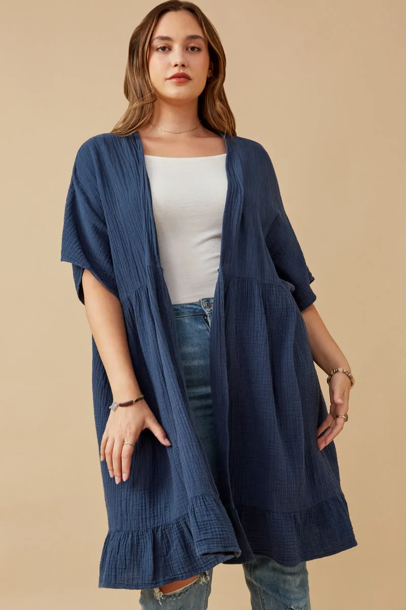 Washed Textured Short Sleeve Kimono Primaloft Insulation
