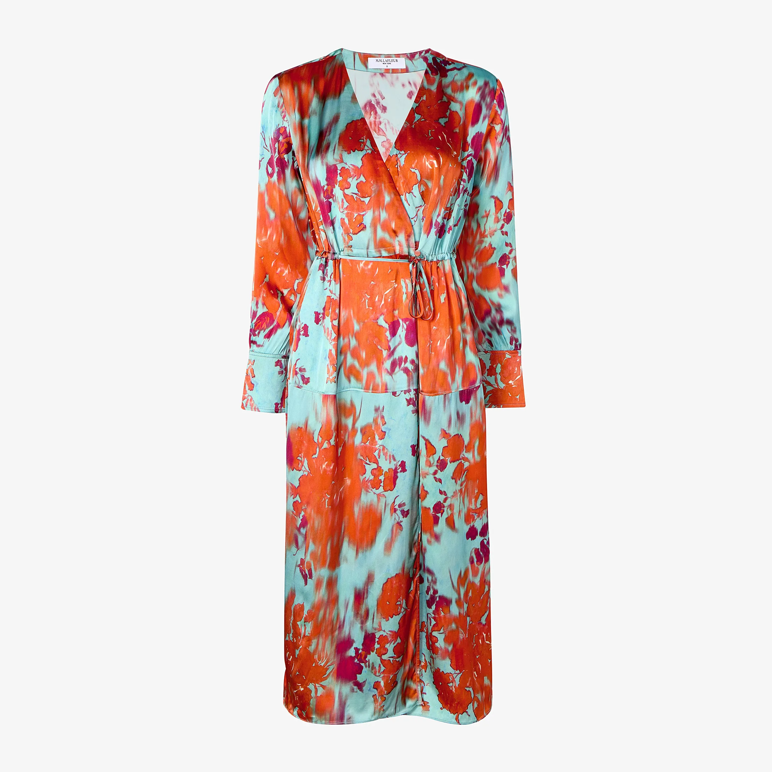 Water Repellent Finish Deana Wrap Dress - Printed Viscose :: Ombre Floral DurableStitching