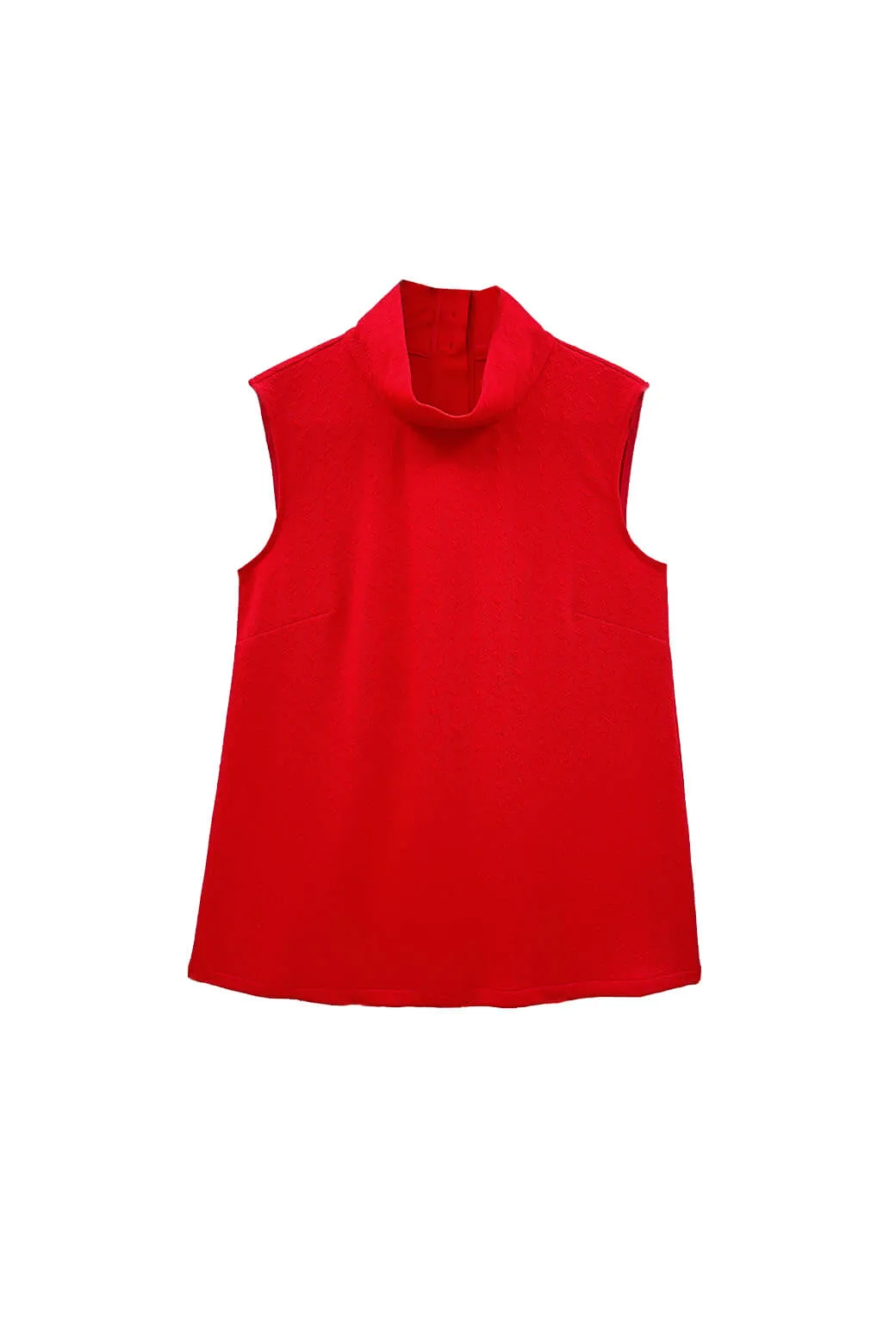 FlexibleElasticatedEdging Convertible Design Buru x Val Sleeveless Mod Top - Rouge Jacquard Knit
