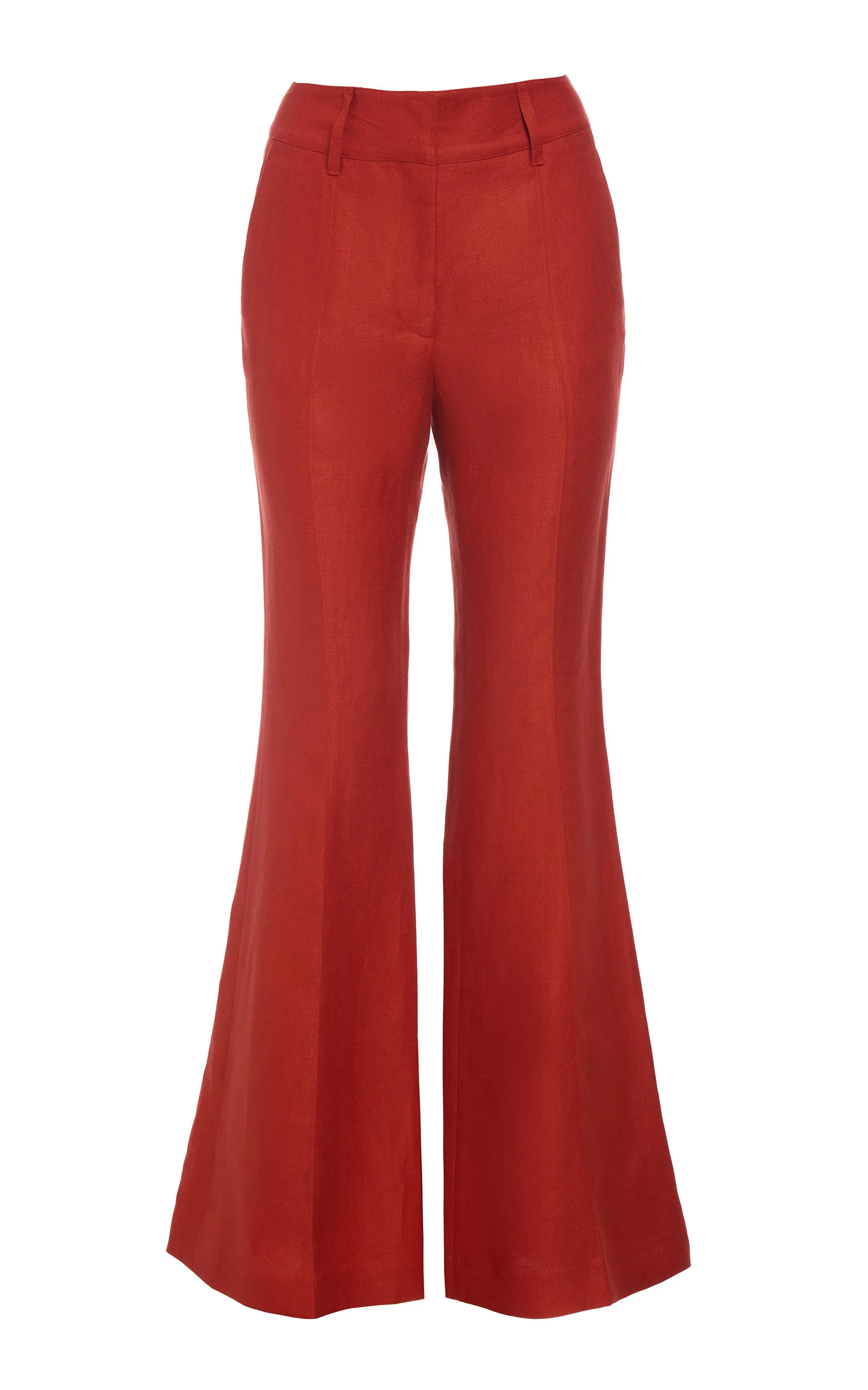Raglan Sleeve Rhein Flare Pant in Antelope Orange Linen Twill