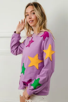 Evening Chill Piece City Layer Style IT2683G-02 | STAR PATCHES MARDI GRAS SWEATSHIRT