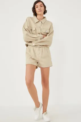 Washed Cargo Pocket Contrast Stitch Colored Denim Jacket Simple Urban Layer Outdoor Activity