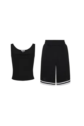 LUNA TOP   BASKETBALL SHORT - BLACK CompressionTechnology FlexibleRibbedTrims