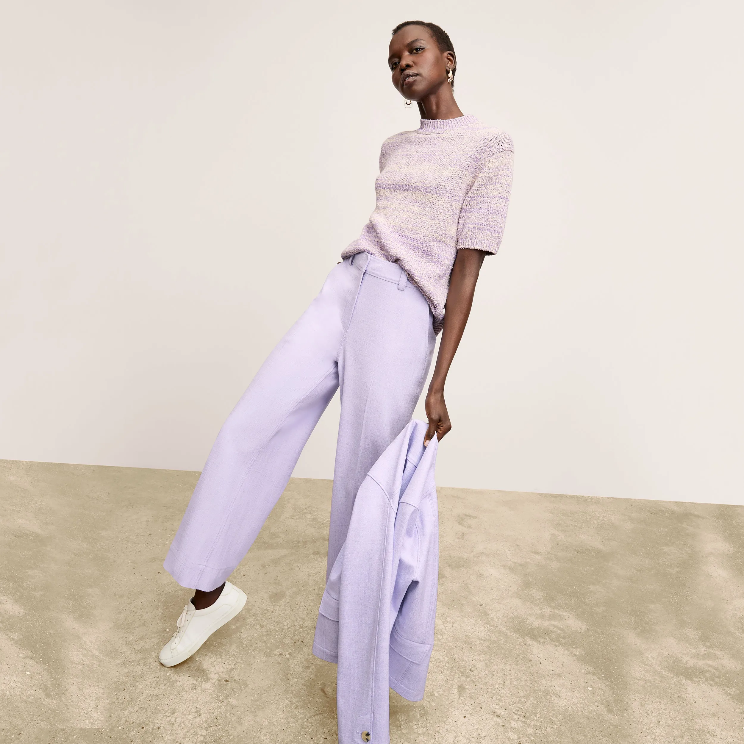 Summer Style Reinforced Hems Alexis Top - Knit Boucle :: Dusty Lavender