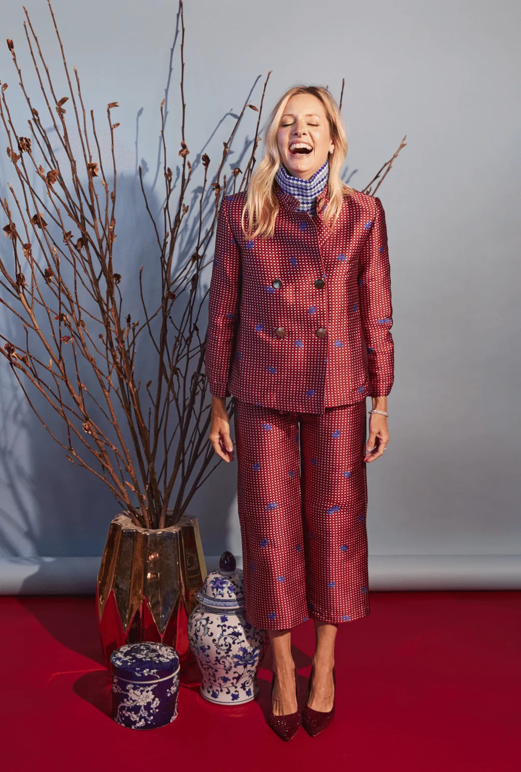 Three Layer Laminate Easy Care Material Swell Jacket - Gingham et Rose