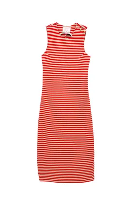 Jackie Dress Maxi - Taupe & Red Stripe Knit BreathableMeshPanel