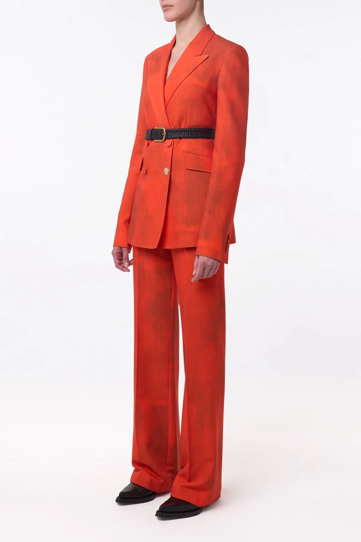 Flatlock Seam Design Vesta Flare Pant in Spice Virgin Wool