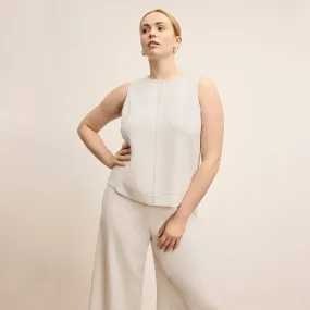 Ainsley Effortless Top - Everyday Crepe with Topstitch :: Eggshell LightweightWeave