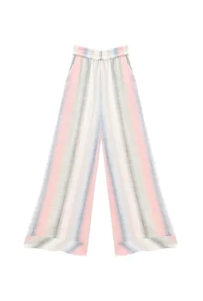 Soft Touch Quick-Dry Material Wide Leg Trouser - Lake Stripe