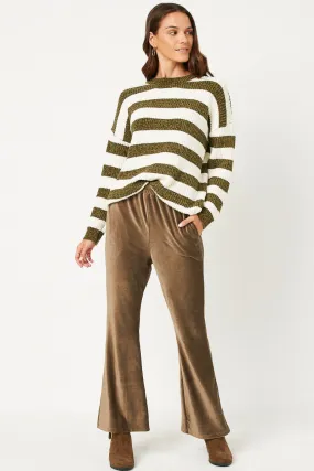 Simple Comfort Reflective Trim Options Wide Leg Velvet Corduroy Pants