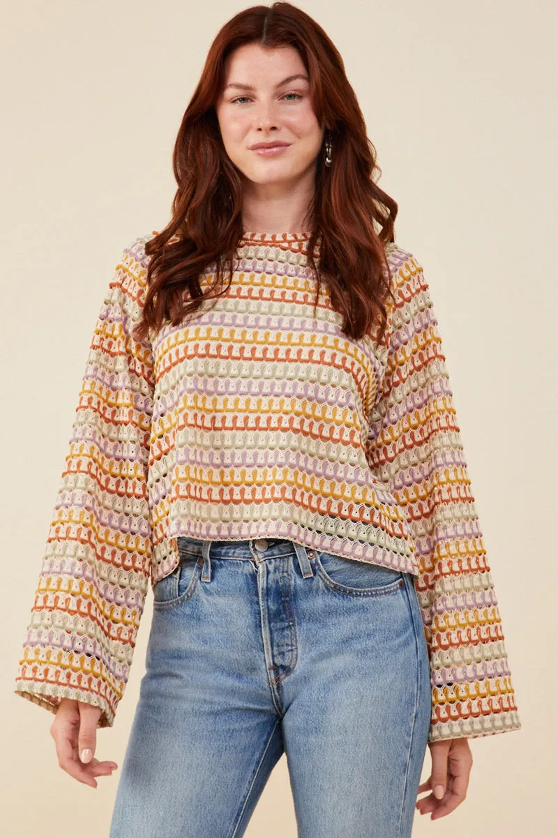 Multicolor Loose Knit Relaxed Top Versatile Style