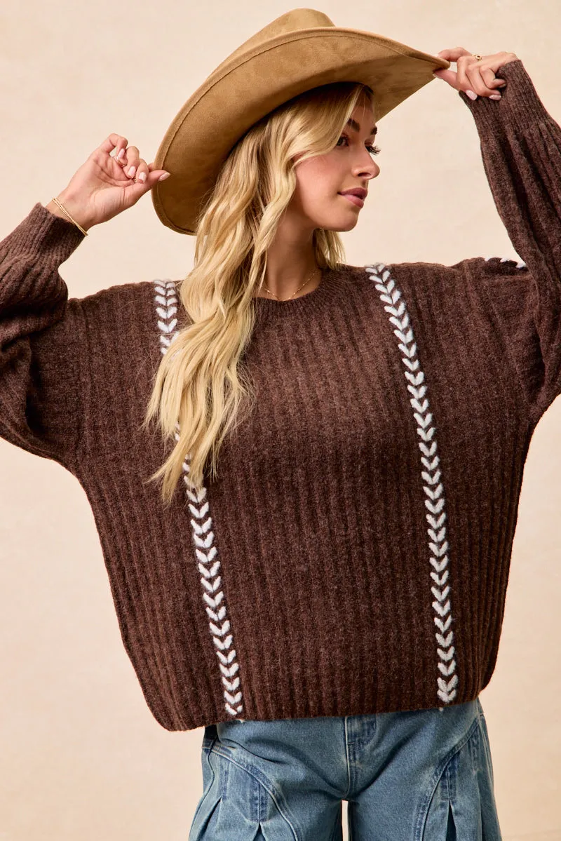 IT4650H-01 | WHIP STITCHED DETAILS SWEATER TOP Rugged Comfort Aramid Fiber Blend