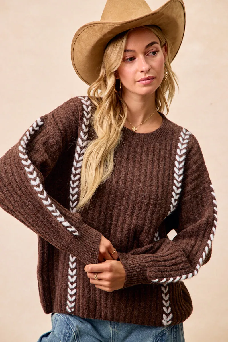 Seam Sealed Urban Outfit IT4650H-01 | WHIP STITCHED DETAILS SWEATER TOP