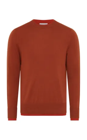 Wells Knit Sweater in Rust & Antelope Orange Cashmere Silk Everyday Neutral
