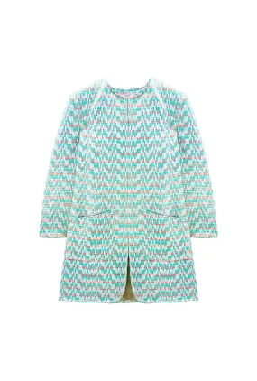 Walking Coat - Aqua Channels Brocade Short Length