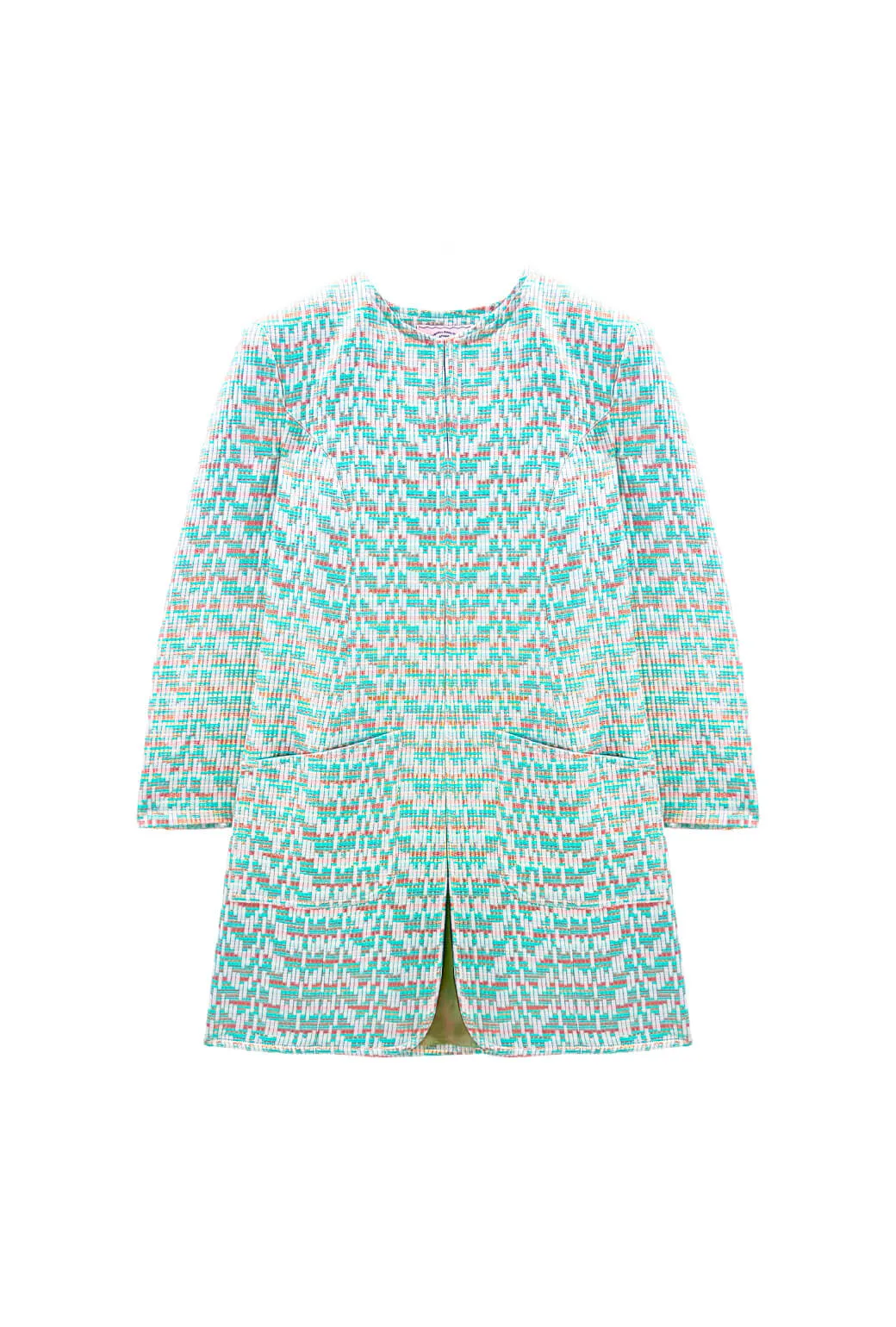 Walking Coat - Aqua Channels Brocade Short Length