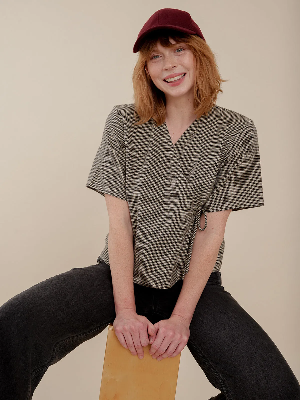Winona Wrap Top - Houndstooth YarnDyedFabric
