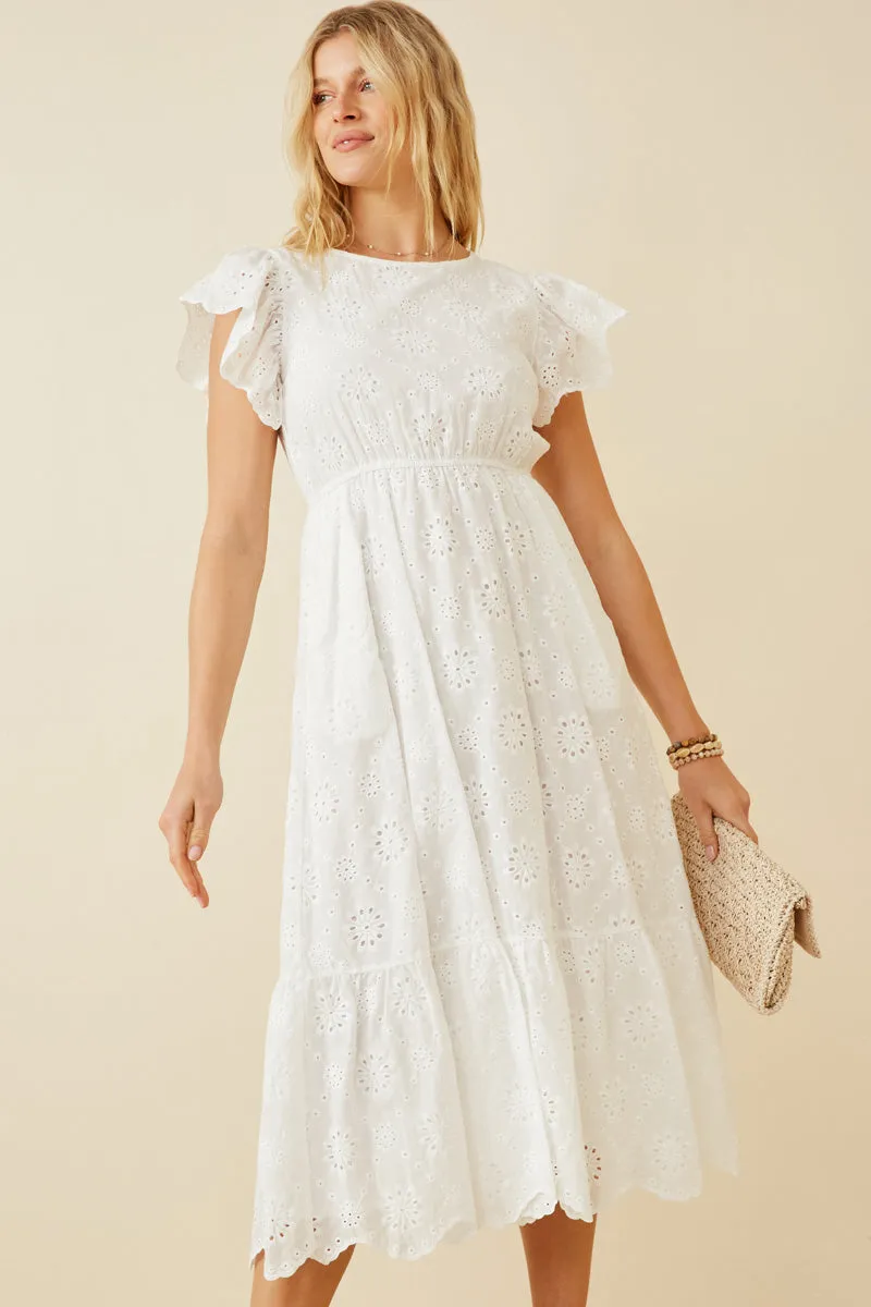 Easy Layers Lounge Base Women Scallop Hem Floral Crochet Eyelet Dress