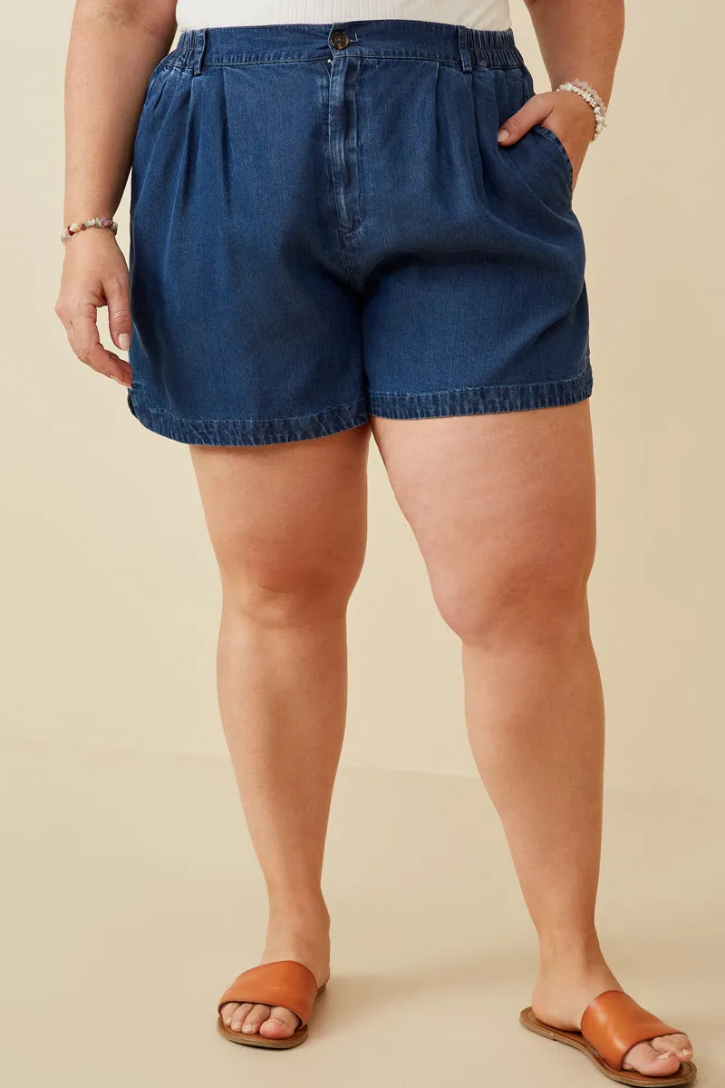 Lounge-friendly Womens Denim Tencel Dolphin Shorts