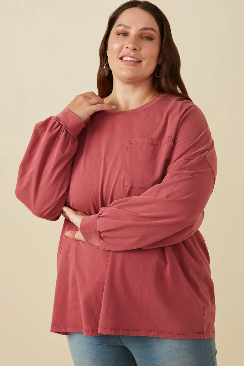 UV Protective Layer Womens Drop Shoulder Washed Long Sleeve Knit T Shirt