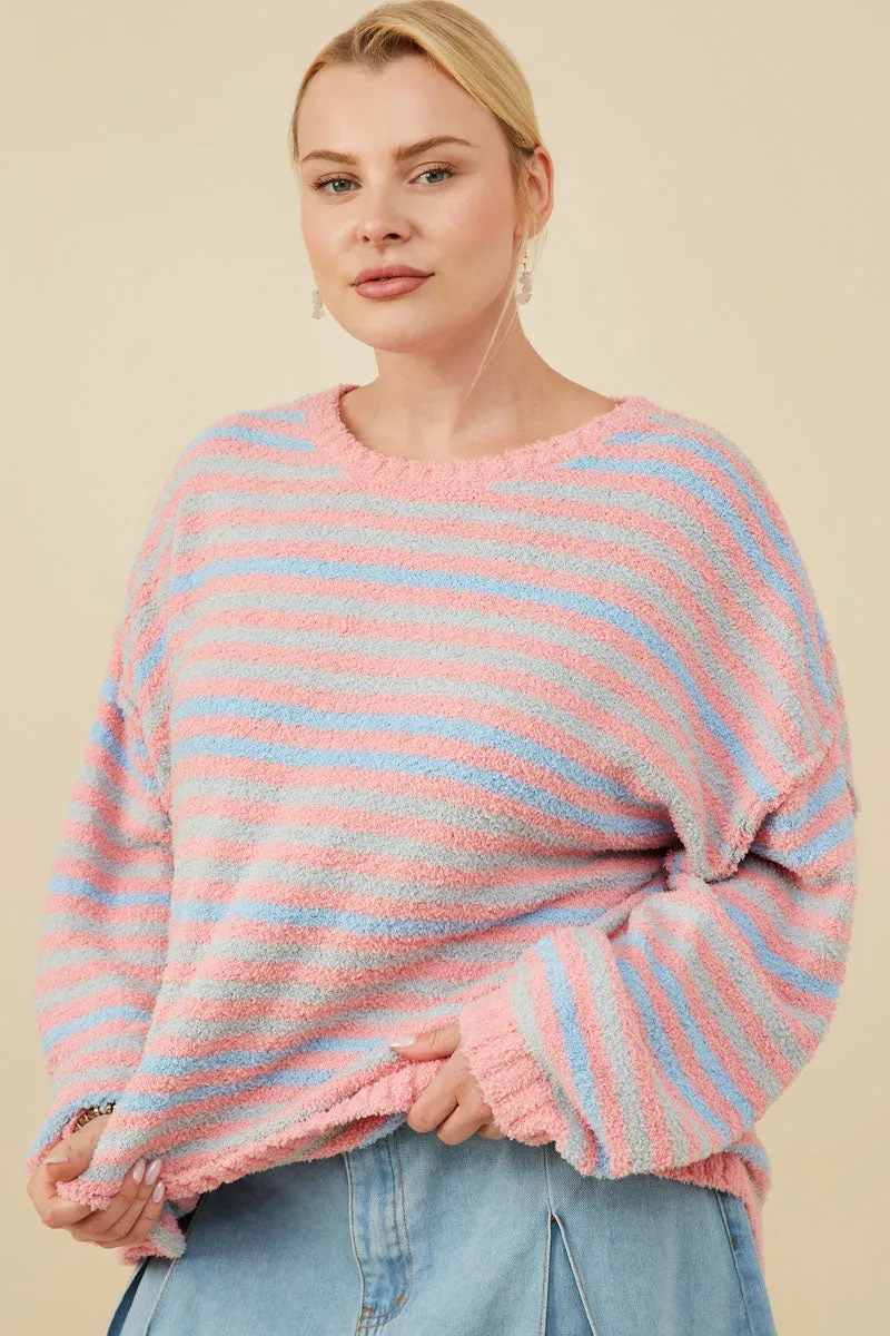 Quick Drying Compact Design Womens Ultra Soft Multicolor Stripe Pullover Sweater