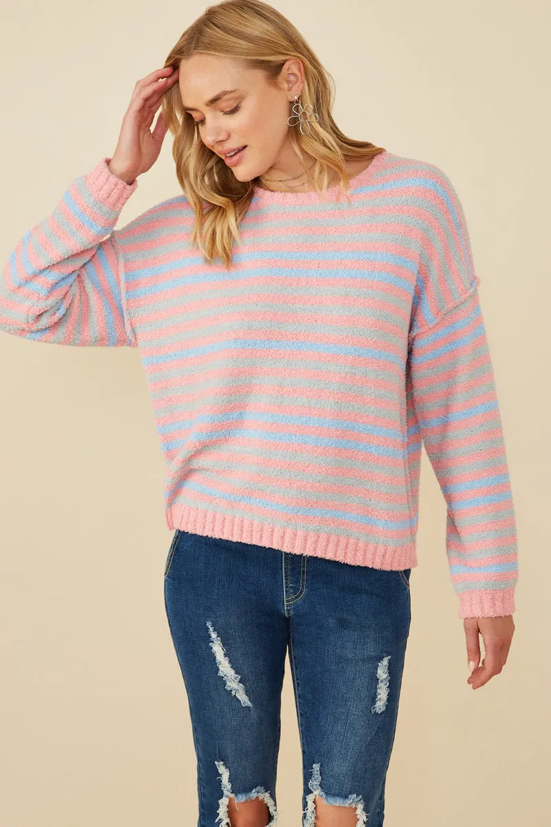 Womens Ultra Soft Multicolor Stripe Pullover Sweater Winter Layers