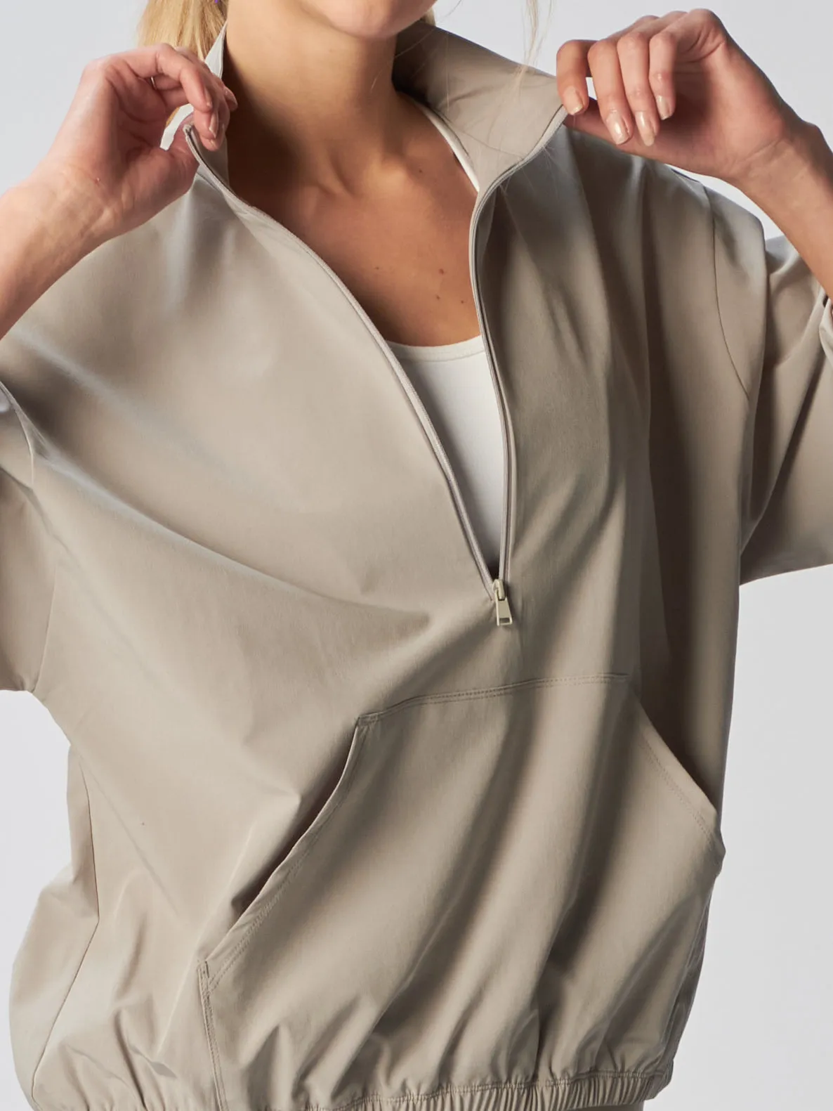 WrinkleFree Structure DoubleStitched Construction Woven Quarter Zip Jacket in Various Colors