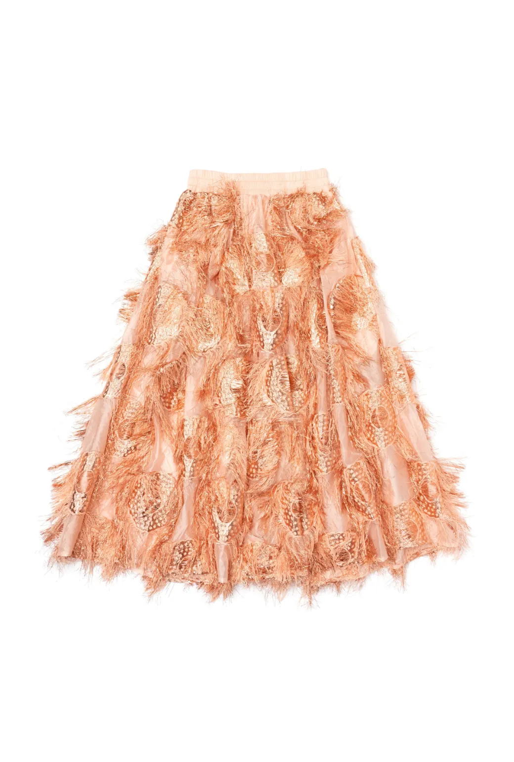 Eyelash Elastic Waist Skirt - Rose Gold AntiStaticLining Smart Style