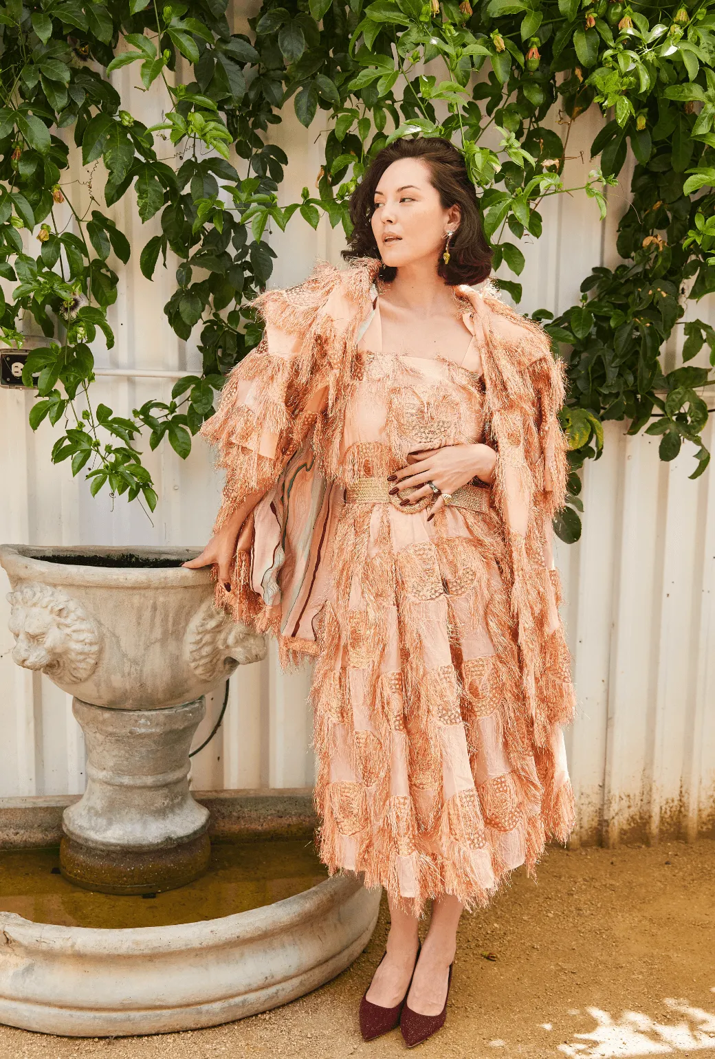 Eyelash Elastic Waist Skirt - Rose Gold Work Flex