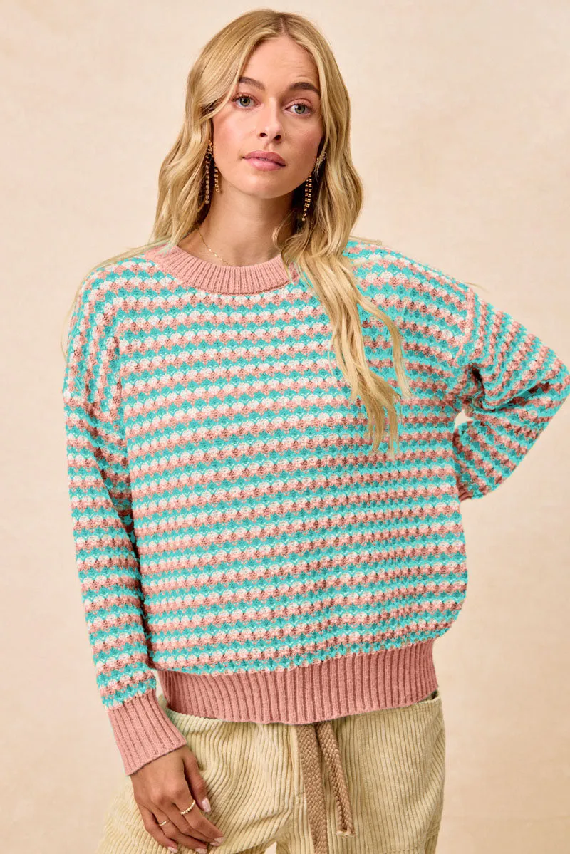 IT4698S-01 | MULTI COLORS TEXTURED SWEATER TOP ExtendedSizeRange