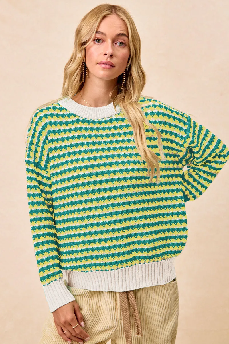Wardrobe Essential IT4698S-01 | MULTI COLORS TEXTURED SWEATER TOP